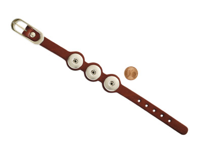 Lederarmband für 3 Chunkknöpfe mit Größenvergleich